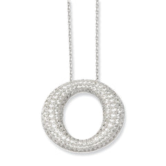 Sterling Silver 925 Women's CZ Circle Necklace with Polished Finish
