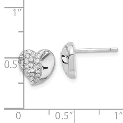 Sophia Jewelers Sterling Silver CZ Heart Earrings with Polished Rhodium Finish