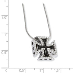 Sterling Silver 925 CZ Crosses Necklace Elegant Two-Tone Design 18