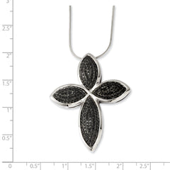 Sterling Silver CZ Cross Necklace with Clear & Black Stones Elegant Design