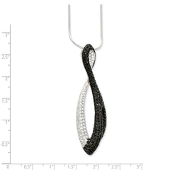 Sterling Silver 925 Necklace with Clear & Black CZ Pendants