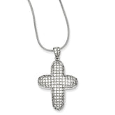 Sterling Silver 925 Cross Necklace with Clear CZ Stones 18 Elegant Design - 18