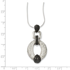 Sterling Silver 925 Necklace with Clear and Black CZ Elegance