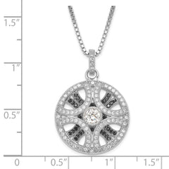 Sophia Jewelers Sterling Silver CZ Pendant Necklace with Rhodium-Polished Finish
