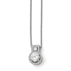 Sterling Silver 925 Necklace with 39 CZ Stones Elegant Design - 18