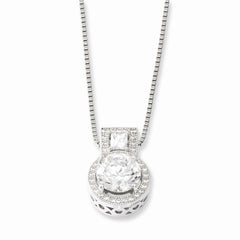 Sterling Silver 925 Necklace with 39 CZ Stones Elegant Design - 18