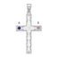 Sterling Silver Rh-plt Crystal Family Cross Pendant