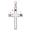Sterling Silver Rh-plt Crystal Family Cross Pendant