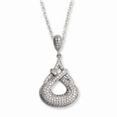 Sterling Silver Teardrop Necklace with Brilliant CZ Embers - 18
