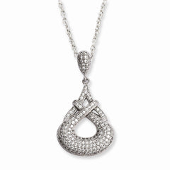 Sterling Silver Teardrop Necklace with Brilliant CZ Embers - 18
