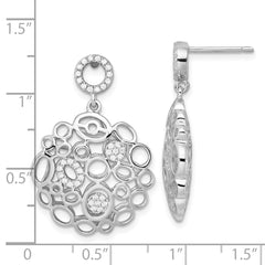 Sterling Silver CZ Dangle Earrings with Rhodium Polish Elegance