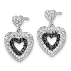 Sterling Silver CZ True Fire Heart Dangle Earrings for Women