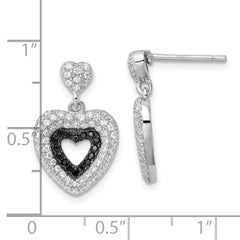 Sterling Silver CZ True Fire Heart Dangle Earrings for Women