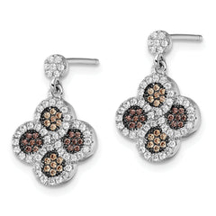 Sophia Jewelers Sterling Silver CZ Flower Dangle Earrings Polished Finish