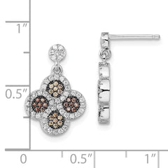 Sophia Jewelers Sterling Silver CZ Flower Dangle Earrings Polished Finish