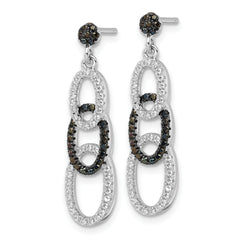 Sophia Jewelers Sterling Silver Black CZ Dangle Earrings Polished Elegance