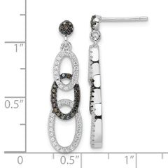Sophia Jewelers Sterling Silver Black CZ Dangle Earrings Polished Elegance