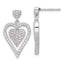 Pink & Clear Cubic Zirconia Heart Stud Dangle Earrings in Sterling Silver, 14.6mm - Sophia Jewelers