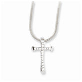 Sophia Jewelers Sterling Silver Cross Necklace with CZ Accents - 18