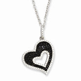 Sterling Silver 925 Heart Necklace with CZ Accents by Sophia Jewelers - 18