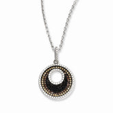 Sterling Silver Cubic Zirconia Circle Necklace with Rhodium Finish - 18