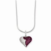Sterling Silver 925 Heart Necklace with 150 CZ Stones Elegant Design - 18