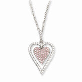 Sterling Silver & CZ Heart Necklace with Pink Accents by Sophia Jewelers - 18