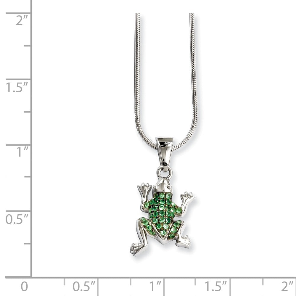 Sterling Silver & CZ Brilliant Embers Frog Necklace