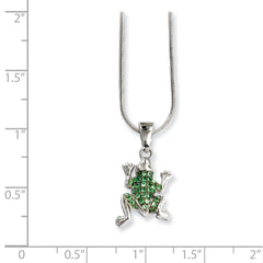 Sterling Silver & CZ Brilliant Embers Frog Necklace