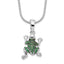 Brilliant Embers Sterling Silver Rhodium-plated 34 Stone 18 inch Micro Pav‚ Green CZ Frog Necklace with 2 Inch Extender