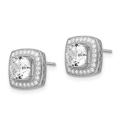 Sophia Jewelers Sterling Silver CZ Halo Earrings with Polished Rhodium Finish