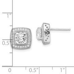Sophia Jewelers Sterling Silver CZ Halo Earrings with Polished Rhodium Finish
