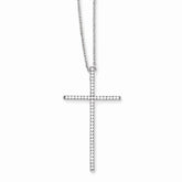 Sophia Jewelers Sterling Silver 925 Cross Necklace with CZ Elegance - 18