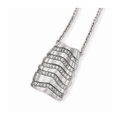 Sterling Silver 925 Necklace with Clear CZ Pendants Elegant Design - 18