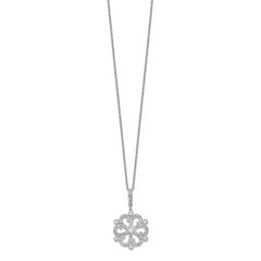 Brilliant Embers Sterling Silver Rhodium-plated 85 Stone 18 inch CZ Filigree Snowflake Necklace with 2 Inch Extender