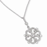 Sterling Silver 925 Necklace with CZ Floral Design 18 Elegant Sparkle - 18
