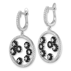 Sophia Jewelers Sterling Silver CZ Dangle Earrings in Black & White