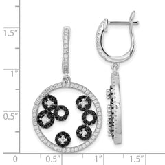 Sophia Jewelers Sterling Silver CZ Dangle Earrings in Black & White