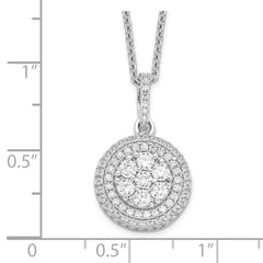 Sophia Jewelers Sterling Silver CZ Necklace with Rhodium-Plated Elegance