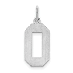 Sterling Silver/Rhodium-plated Polished Number 0 Charm