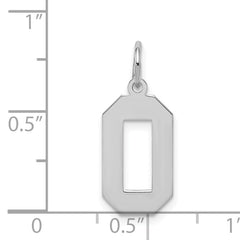 Sterling Silver/Rhodium-plated Polished Number 0 Charm