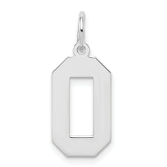 Sterling Silver/Rhodium-plated Polished Number 0 Charm