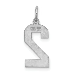 Sterling Silver/Rhodium-plated Polished Number 2 Charm