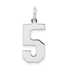 Sterling Silver/Rhodium-plated Polished Number 5 Charm