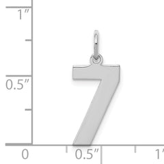 Sterling Silver/Rhodium-plated Polished Number 7 Charm