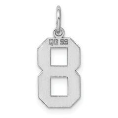 Sterling Silver/Rhodium-plated Polished Number 8 Charm
