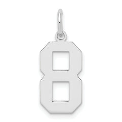Sterling Silver/Rhodium-plated Polished Number 8 Charm