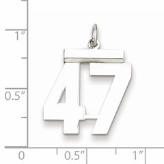 Sterling Silver Rhodium-plated Medium Polished Number 47 Charm