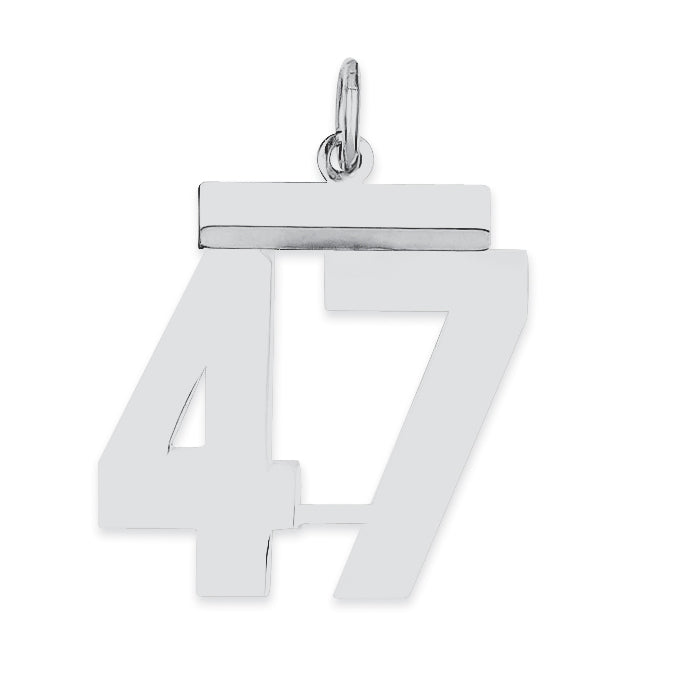 Sterling/Silver Rhodium-plated Polished Number 47 Charm