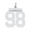 Sterling/Silver Rhodium-plated Polished Number 98 Charm